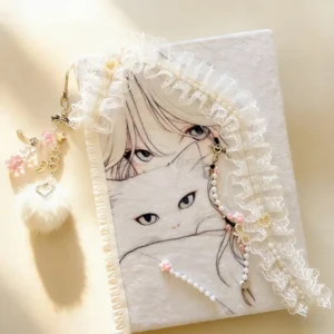 Kawaii Aesthetic A5 Binder Notebook – Cute Lace & Bow Journal for Journaling & Planning